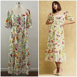 Nobody's Child Isla Fruit Print Midi Maxi Dress Novelty Colorful Size UK10 / US6